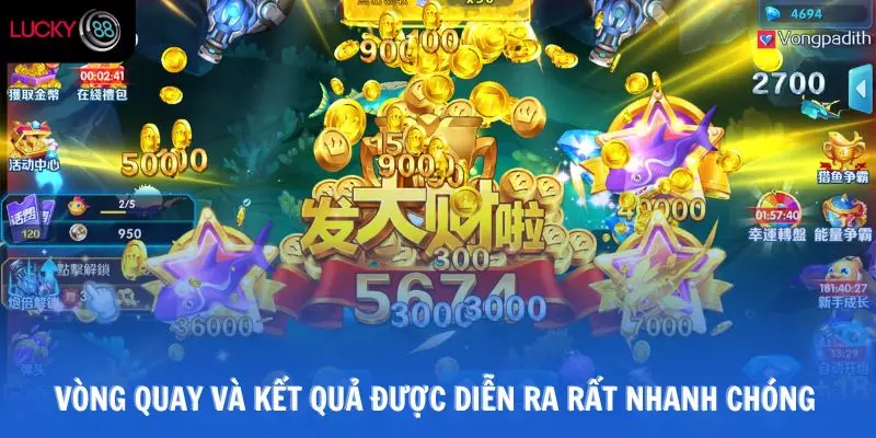 Vòng quay và kết quả được diễn ra rất nhanh chóng